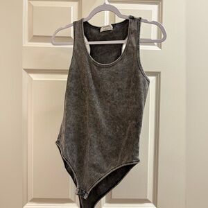 Black stone washed bodysuit